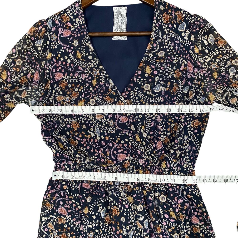 Sadie & Sage Floral Maxi Dress Faux Wrap V Neck Boho Cottagecore Small - Picture 6 of 14